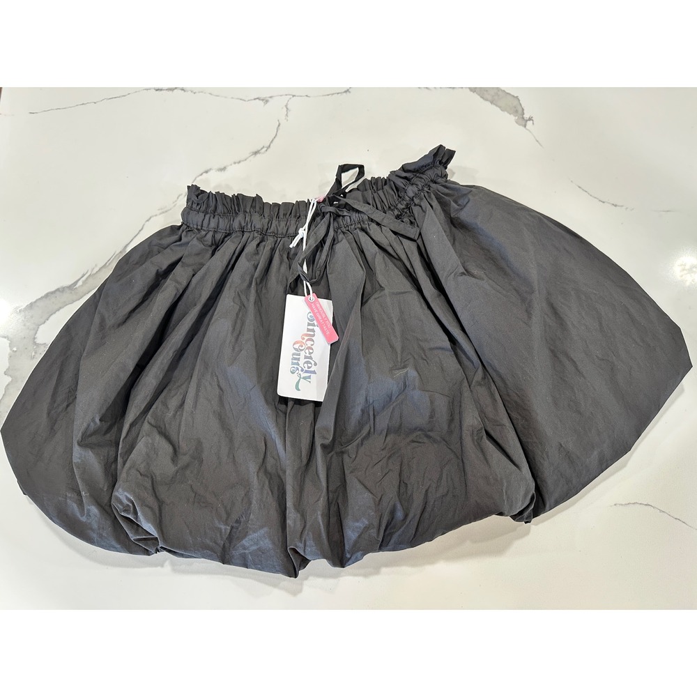 Sincerely Ours Kayla Mini Skirt Black Bubble Hem Paperbag Waist S